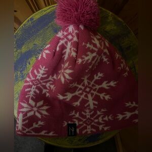 Cozy Pink Snowflake Beanie with Pom Pom